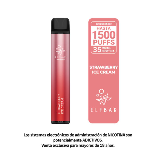 ELFBAR STRAWBERRY ICE CREAM 1500 PUFF 35MG